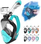 HINATAA 180°Full Face Snorkel Mask,Double Floating Ball Design Anti-Leak Free Breathing,Full Dry Anti Fog Breathing System Snorkeling Mask,Professional Snorkeling Set (Black Green, L/XL)