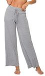 WiWi Women's Bamboo Lounge Wide Leg Pants Stretchy Casual Bottoms Soft Pajama Pant Plus Size Sleepwear S-4X, Heather Grey, 3X