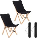 Giantex Camping Chairs 2 Pack, Folding Beach Chairs for 330lbs, Outdoor Butterfly Chair, Portable Lawn Chairs for Picnic Fishing Hiking Mountaineering, Lightweight Bamboo Frame No Assembly (Black)