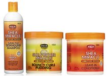 African Pride Shea Miracle Detangling Hair Shampoo 355 ml | Leave In Conditioner - 425g | Bouncy Curls Pudding 425 g