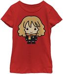 Warner Bros. Girls Harry Potter Chibi Hermione Girl's Solid Crew Tee, Red, X-Large