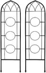 Sunnydaze Steel 2-Piece Arched Garden Trellis for Climbing Plants with 3 Folding Flowerpot Supports - 48-Inch