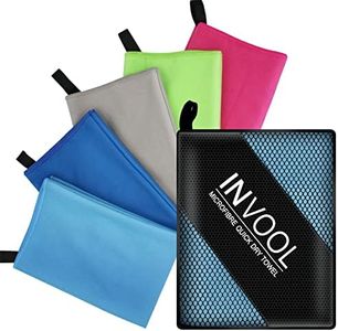 Invool Microfiber Towel, 5 colours (Blue) with carry bag - Quick Dry Towel for Travel, Camping, Fitness, Beach, Vacation, Fast Drying and Absorbent(Blue)