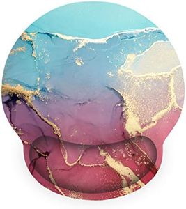 ARTSO Ergonomic Mouse Pad with Wrist Rest Support Gel, Non Slip Rubber Base Pad Computer PC Laptop Women Men Mousepad for Home, Office, Gaming, Working Easy Typing, Pain Relief, Colorful Marble