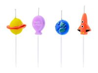 4 Space Birthday Candles, Planets, Rocket and Earth Cake Candle