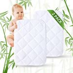 2 Pack Waterproof Quilted Crib Mattress Protector, Soft Breathable Organic Bamboo ViscoseToddler Mattress Pad, Vinyl Free Fitted Baby Mattress Cover