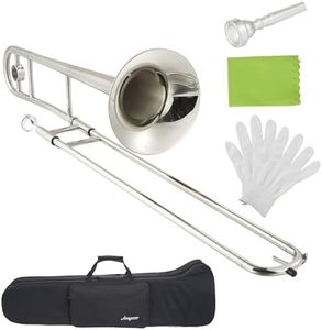GarveeTech B Flat Alto Trombone for Beginners & Students, Nickel-Plated Brass Instrument with Mouthpiece, Case, Cleaning Cloth, Gloves and Cleaning Rod, Nickel Plated