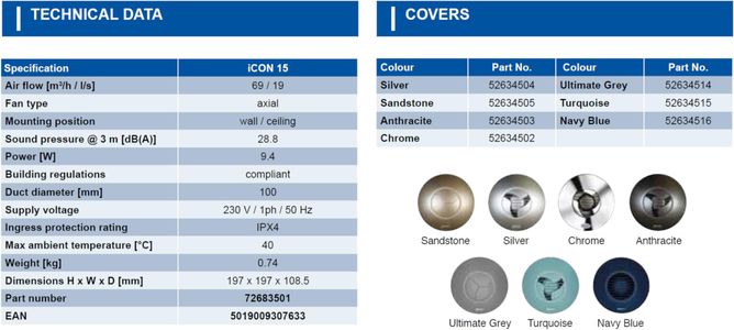 Airflow iCON 15 Bathroom Extractor Fan – Compact Quiet Ventilation