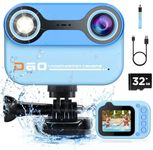 Kids Camera Waterproof, 2.4'' HD 1080P IPS Scren Toddler Camera Underwater Birthday Gifts for Girls Boys 3-12 Years Old, Children Digital Action Camera with 32GB Card, Pool Toys for Kids, Blue