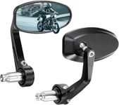 KEMIMOTO Motorcycle Handlebar Bar End Mirror, Billet Aluminum Rearview Motorcycle End Bar Mirror Universal 7/8" Round Anti Glare, Compatible with Most Scooters, ATV, UTV (Blue Lens)