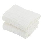 BWinka 2PCS Super Soft 6 Layers Muslin Cotton Newborn Baby/Kids Bath Towels White Also for Baby Blanket(105x105cm) (White)