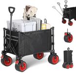 GAOMON 120L Collapsible Beach Wagon, 220lbs Weight Capacity Heavy Duty Foldable Garden Cart with Big Wheels for Sand, Utility Wagon Cart for Shopping, Camping, Beach