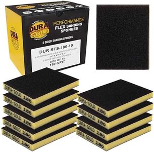 Dura-Gold 180 Grit Double-Sided Sanding Sponges, Box of 10 - Performance Flex 4.7" x 3.9" Wet or Dry Flexible Softback Sandpaper Sponges, Hand Sanding Abrasive Block Pad - Home, Wood, Metal Auto Paint