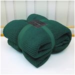 VELVETIO Luxury Waffle Fleece Popcorn Throw, Extra Large Thermal Warm Honeycomb Blanket, Soft & Cosy 100% Polyester Snuggle Sofa Bed Throws, 200 x 240cm, Dark Green
