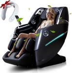 HealthRelife Massage Chair Full Body Zero Gravity, 55“ SL-Track,20 Auto Modes,11 Massage Technique, 40 Airbag Massage, with Yoga Stretch,APP Control, Negative Oxygen lons, Free Neck Massager（Black）