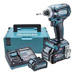 Makita TD001GD201 40V Max Li-ion XGT Brushless Impact Driver Complete with 2 x 2.5 Ah Batteries and Charger Supplied in a Makpac Case