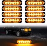 DIBMS LED Strobe Warning Lights, 8x Amber Yellow LED Strobe Warning Emergency Flashing Light Caution Construction Hazard Light Bar For Car Truck Van Off Road Vehicle ATV SUV Surface Mount