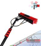 Gguwug 36ft Water Fed Pole Kit w/Water Fed Telescopic Brush,Window Cleaning Brush Pole,Car Wash Brush,for Home and Commercial Window Cleaning with 20m water supply hose solar panel brush