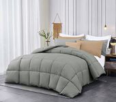 Kingsley trend King Comforter, Down Alternative Gray Comforter - Ultra Soft Quilted King Size Duvet, All Season Box Stitch Duvet Insert with Corner Tabs, King 104x92