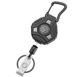 Retractable Keychain Heavy Duty, Badge Reels Retractable, Tactical ID Badge Holder with Upgraded Zinc Alloy Carabiner, 31.5'' Coated Steel Cord, Bearing 8.0 oz- 1pcs