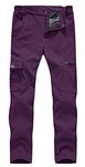 Rdruko Women's Waterproof Softshell Fleece Lined Ski Snowboard Insulated Pants with Pockets(Purple, CA M)