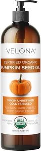 Velona Pumpkin Seed Oil USDA Certified Organic - 8 oz | 100% Pure and Natural Carrier Oil | Unrefined, Cold Pressed | Cooking, Face, Hair, Body & Skin Care | Use Today - Enjoy Results