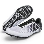 Ifrich Mens Womens Boys Girls Spikes Athletics Racing Running Shoes Track and Field Sneaker …, White Black, 4.5