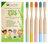 Kids Bamboo Toothbrushes (5 Pack) | Organic & Biodegradable | BPA Free Soft Bristles Toothbrushes | Eco-Friendly,Natural Bamboo Toothbrush Set | Charcoal Wooden Toothbrushes