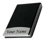 Mini2buy Customized Unisex Vertical Card Holder Name Engraved for Credit|Debit|ATM|Business Visiting RFID Blocking Stainless Steel (1 x 10 x 6 cm) Personal Corporate Gift (Black-Log)