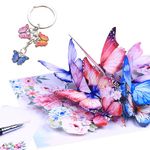 Pop Up Birthday Greeting Cards for Women, Colorful Flower Butterfly 3D Birthday Cards with Note Card and Key Buckle, Pop Up Birthday Cards for Mom, Daughter, Sister, Anniversary, Birthday,Festival