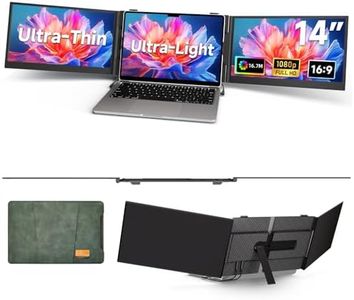 Laptop Screen Extender - 14" Ultra-Thin Triple Portable Monitor 1080P FHD IPS Attachment Screen for 13"-17.3" Laptops Compatible with Wins Mac Dex Chrome Switch