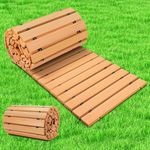 Wooden Garden Pathway 8ft Outdoor Roll Out Wooden Pathway Garden Walkways Cedar Straight Walkway Weather-Resistant UV Protected Roll Up Wood Road Floor for Outdoor Garden,Boardwalks, Party Pathways 8'