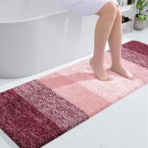 OLANLY Bathroom Runner Rugs 59x20, Extra Soft Absorbent Microfiber Bath Rugs, Rubber Backing, Quick Dry, Machine Washable Bath Mats for Bathroom Floor, Tub and Shower, Home Decor Accessories, Red