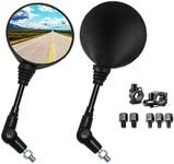 BISHERDER Motorcycle Side Mirrors, HD Glass Wide Angle Rear View Mirrors For Motorcycle, Motorbike, Street Bike,Snowmobile,Scooter Moped,Universal (Round Black)