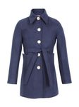 CHKOKKO Winter Wear Woolen Pea Trench Long Coat For Kids Girls Navyblue 12-13 Years