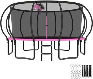 YORIN Tranpoline 16FT Tranpoline for Kids and Adults 1500LBS Recreational Tranpoline with Basketball Hoop, Enclosure Net, Back Yard Heavy Duty Outdoor Pumpkin Tranpolines, ASTM Approved