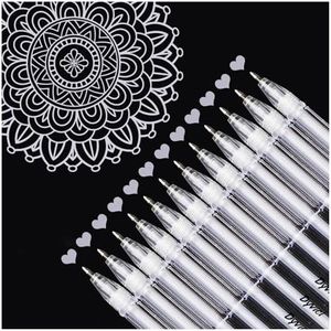 Dyvicl Metallic Silver Gel Pens, 0.8 mm Fine Pens Gel Ink Pens for Black Paper Drawing, Sketching, Illustration, Adult Coloring, Journaling, Set of 12