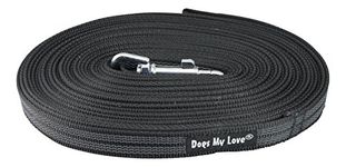 Dogs My Love Comfort Grip Non-Slip Dog Leash 4ft to 30ft Long for Smal and Medium Dogs 5/8-inch Wide (30 Ft, Black)