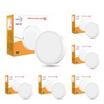 Wipro Polycarbonate Garnet 12W Rimless Round LEDSurface Panel | Neutral White Light (4000K) | Elegant Rimless Design for Wider Spread of Light | Surface Mounted LED Down Light for Ceiling |Pack of 6