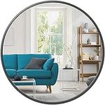 Best Choice Products 36in Framed Round Wall Mirror for Bathroom Vanity, Bedroom, Bathroom, Living Room, Home Décor w/High Clarity Reflection, Anti-Blast Film - Matte Black