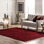 nuLOOM Billie Traditional Paneled Fringe Area Rug, 4x6, Red