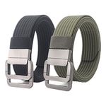 Belts Men, Military Double D-ring Adjustable Buckle Nylon Tactical Belt, 2 Pack