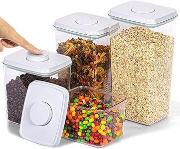 Uamector Airtight Food Storage Containers with Lids, Top Pop One Button Control, BPA-Free Air Tight Stackable Dry Cereal Container Set for Pantry Snack Coffee Sugar (4Pcs, Gray)