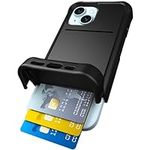 Scooch iPhone 15 Case with Card Holder [Wingmate] iPhone 15 Wallet Case with Hidden Card Slot and RFID Protection, Holds up to 5 Cards, Military Grade Drop Protection, Black