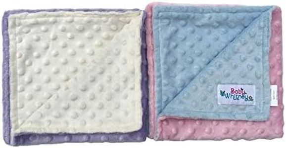 Pink & Lavender Minky Dot Reversible 17" Square Baby Doll Blankets, 2 Pack Set | Baby Doll Blankets, Doll Bedding for 18 Inch Dolls, Doll Blanket