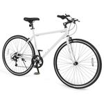 Goplus Mountain Bike, 26" Cycling Bicycle w/ 6-Speed Drivetrain, Front and Rear Dual Brakes, Adjustable Seat, All-Terrain Tires, Outdoor MTB City Bike for Men Women Teens Adults (White)