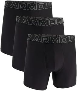 Under Armour Men's Performance Tech 6" 3 Pack Solid Boxer Briefs, Black, M