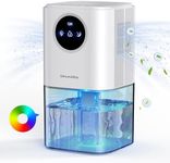 Dehumidifiers for Home, 58 OZ Small Deshumidificateur for 250 Sq.Ft, Portable Mini Dehumidifier with 7 Color LED Light, Auto Shut Off, Timer, Ultra-Quiet, Energy Saving for Bedroom, Bathroom, RV-Grey