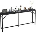 Yusong 71'' Long Console Table Sofa Tables Behind Couch, Narrow Entryway Table Skinny Tall Pub Bar Height Table for Living Room, 11.8" D x 71" L x 32.5" H, Black Oak