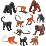 FLORMOON 12pcs Small Monkey Figurines Realistic Animal Figure Early Educational Toys Science Project Christmas Birthday Gift for Kids (12 Pack Small Monkey)